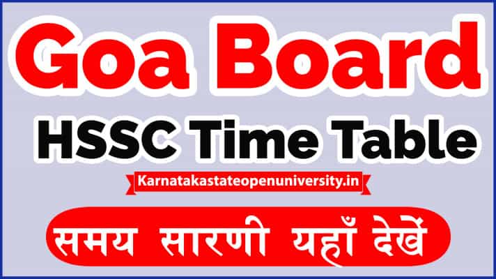 Goa HSSC Time Table 2022