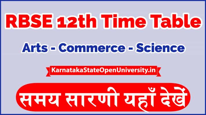 RBSE 12th Time Table 2023