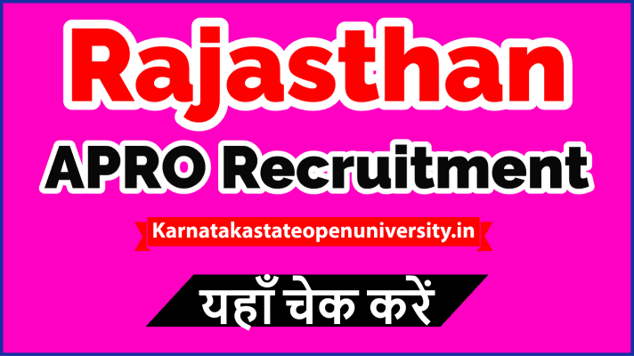 Rajasthan APRO Recruitment Notification