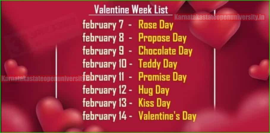 Valentine's Week list 2022