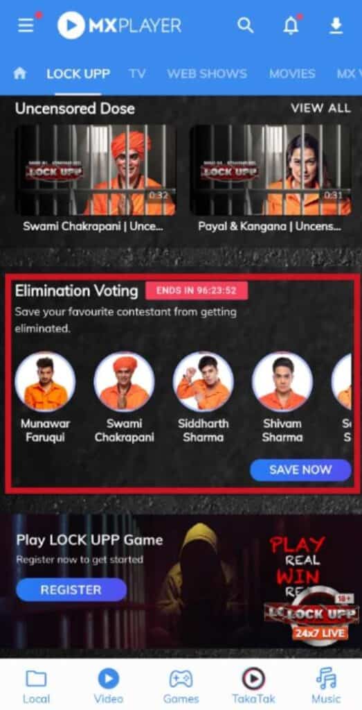 How to vote in lockup contestants in MXplayer app