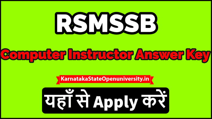 RSMSSB Computer Instructor Answer Key