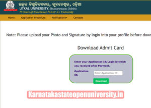 UTKAL University Admit Card 