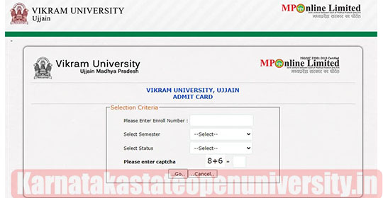 Vikram University admit card 2023