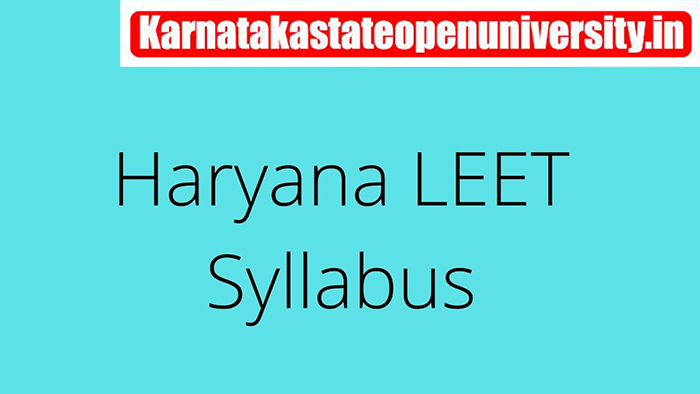 Haryana LEET Syllabus 2022