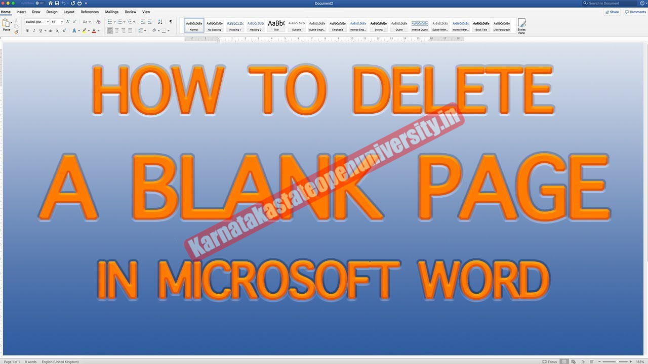 Delete page in Word