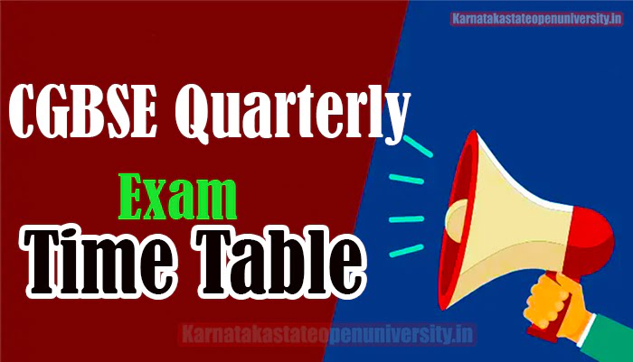 CGBSE EXAM Time Table