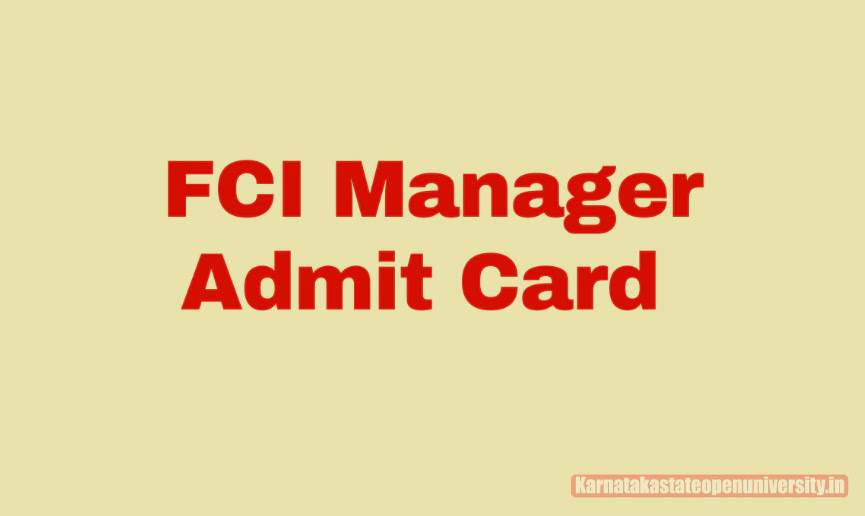 FCI Manager Admit Card