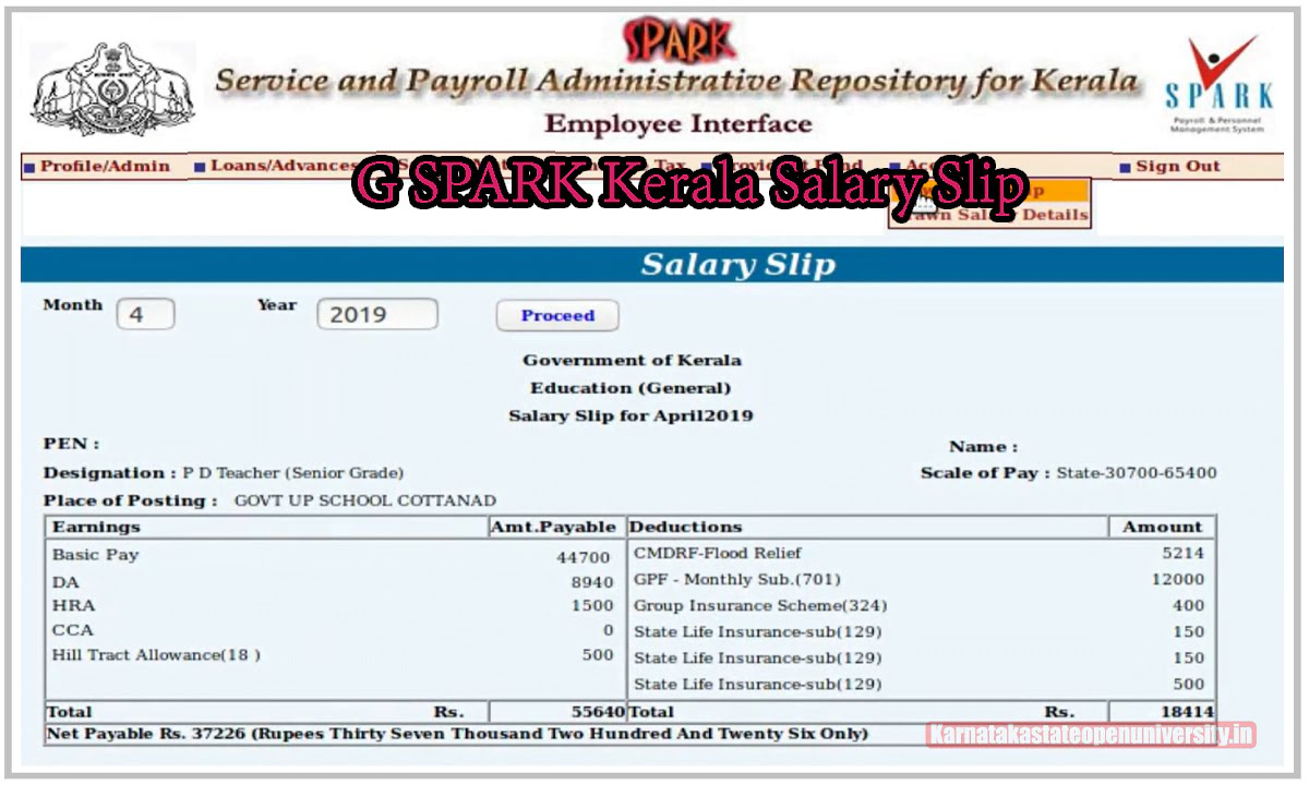G SPARK Kerala Salary Slip