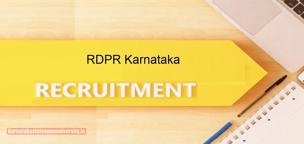 RDPR Recruitment Karnataka