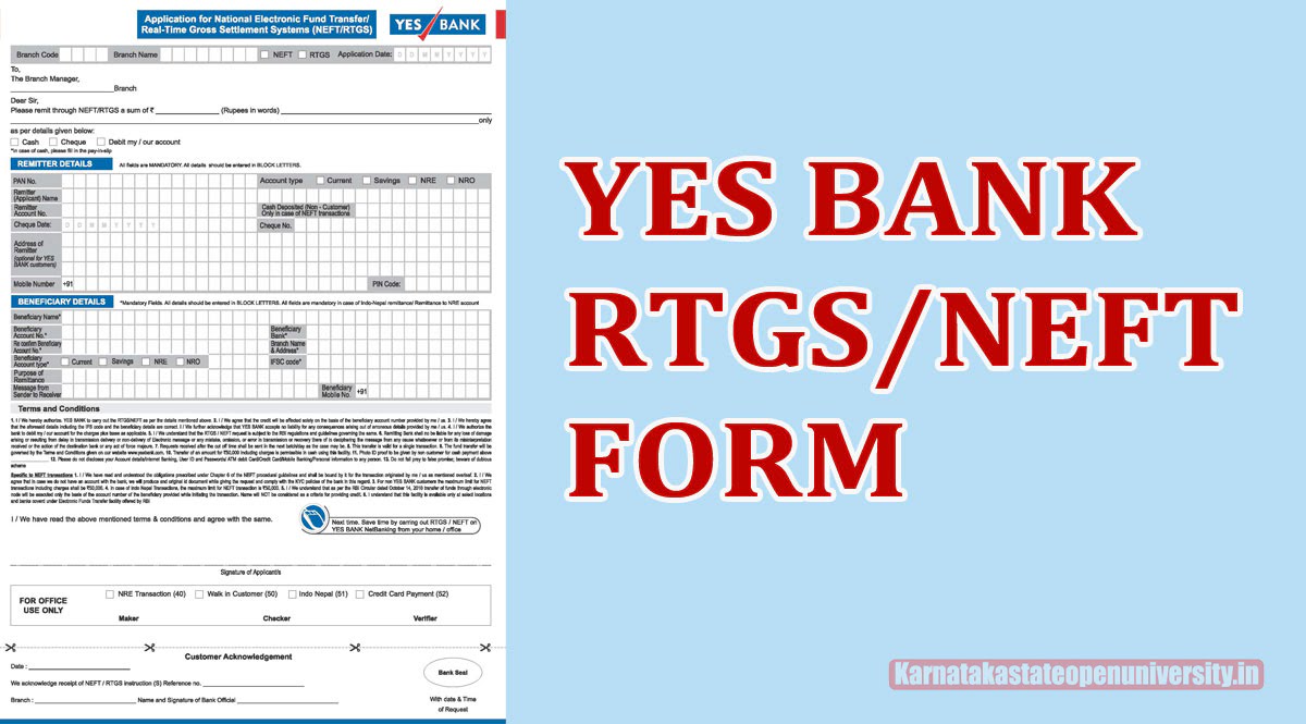 YES Bank RTGS Form Download