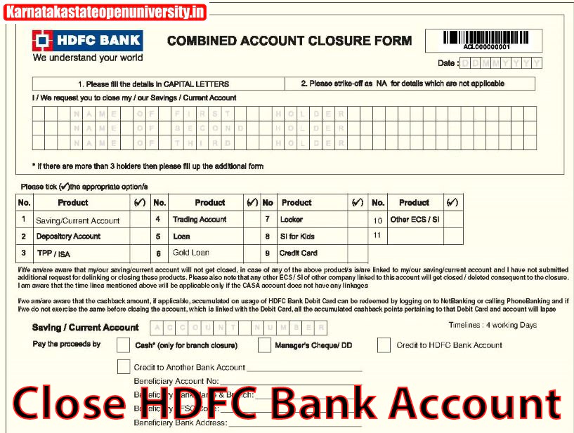 Close HDFC Bank Account