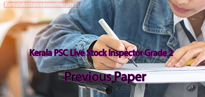 Kerala PSC Live Stock Inspector Grade 2 Previous Paper