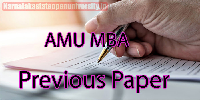 AMU MBA Previous Paper 