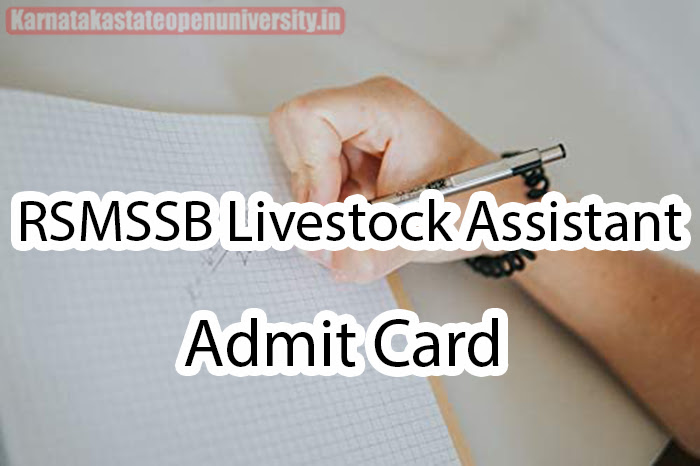 RSMSSB Livestock Assistant Admit Card