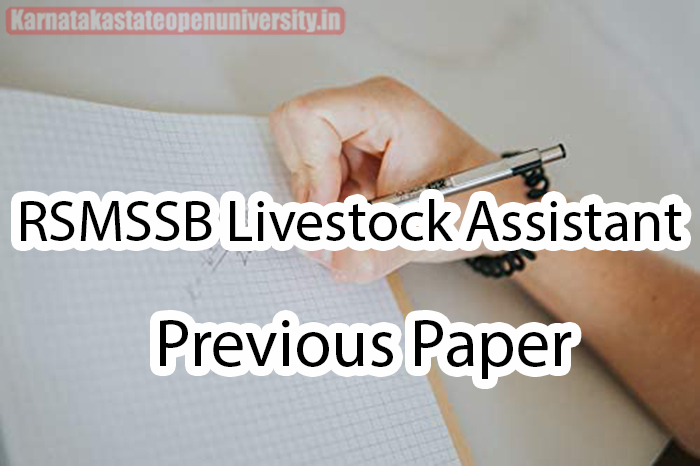 RSMSSB Livestock Assistant Previous Paper 