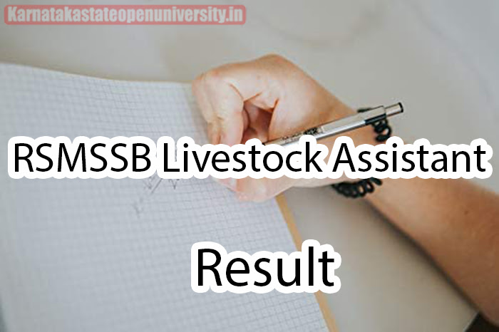 RSMSSB Livestock Assistant Result 