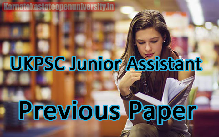 UKPSC Junior Assistant Previous Paper