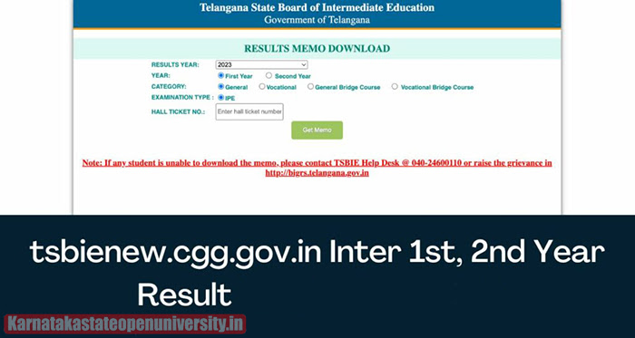 tsbienew.cgg.gov.in Inter 1st, 2nd Year Results