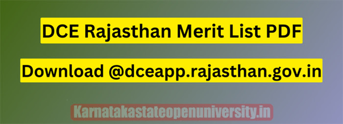 DCE Rajasthan Merit List 