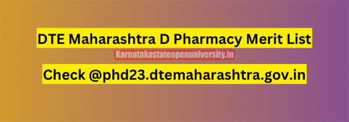 DTE Maharashtra D Pharmacy Merit List 