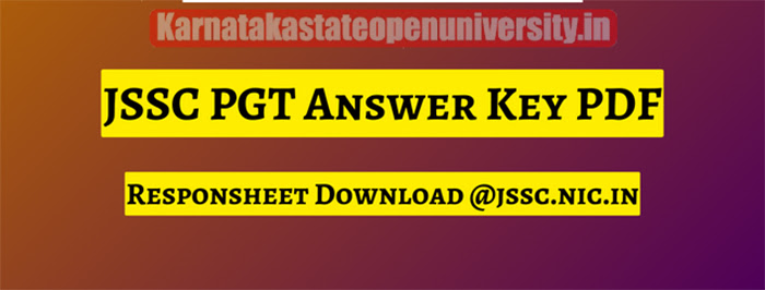 JSSC PGT Answer Key 2023