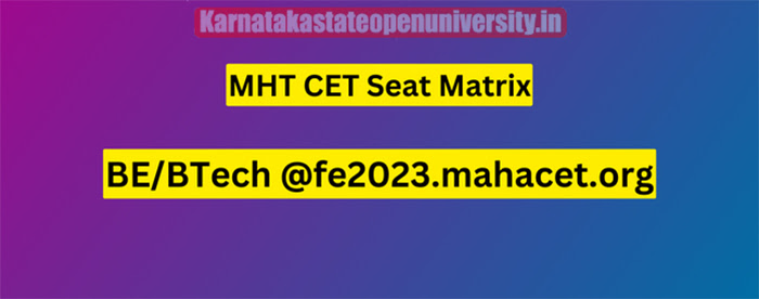 MHT CET Seat Matrix 2023
