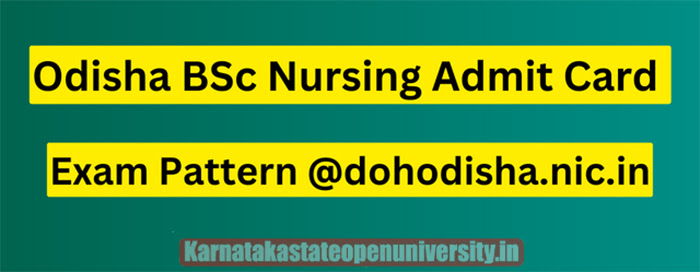 Odisha BSc Nursing Admit Card