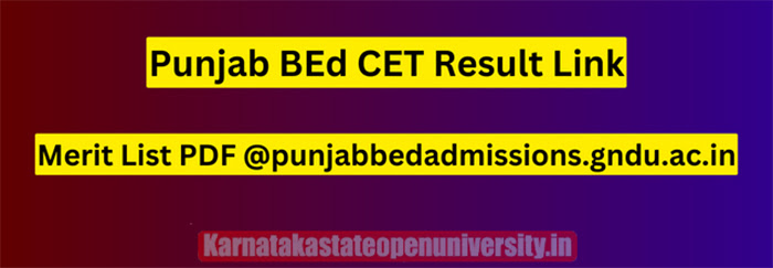 Punjab B.Ed CET Result 2023