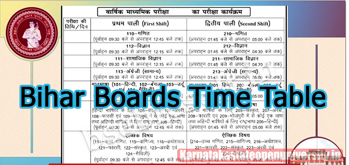 Bihar Boards Time Table