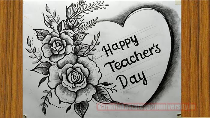 Happy Teachers Day Flower Drawing